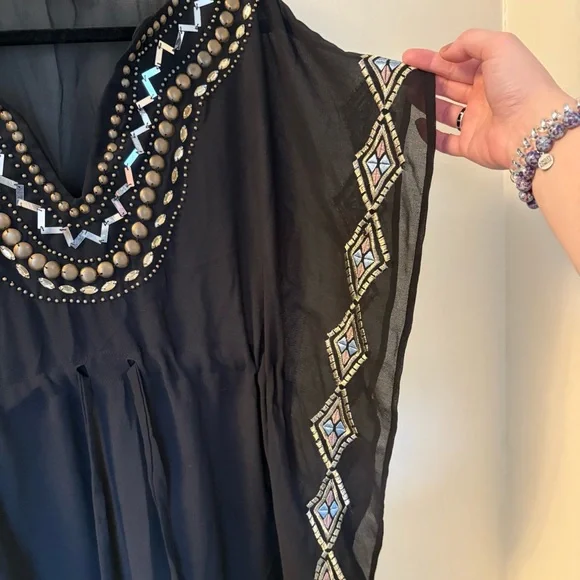 Raviya | Black Beaded Swim Coverup | Size Small - Picture 6 of 15
